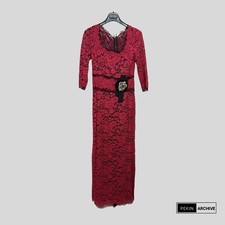 Dolce & Gabbana Red Lace Maxi Dress IT 40 UK 8 Corset Silk Lined Evening Gown