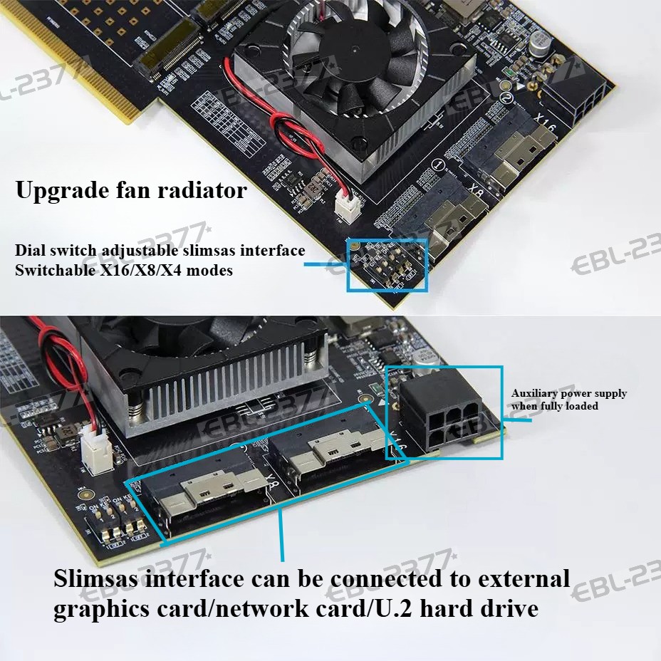 Plx Pci Switch PLX/PEX8749 PCIe 3.0 expansion card Nvme Slimsas Can switch X4/X8/X16 ...