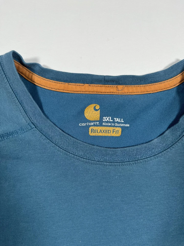 Camisa Carhartt masculina 3XL alta azul bolso relaxado roupa de trabalho manga curta 100410 - Imagem 3 de 4