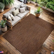 CAMILSON 5x7 Modern Waterproof Outdoor Rug - Washable, Non-Shedding Solid Gold