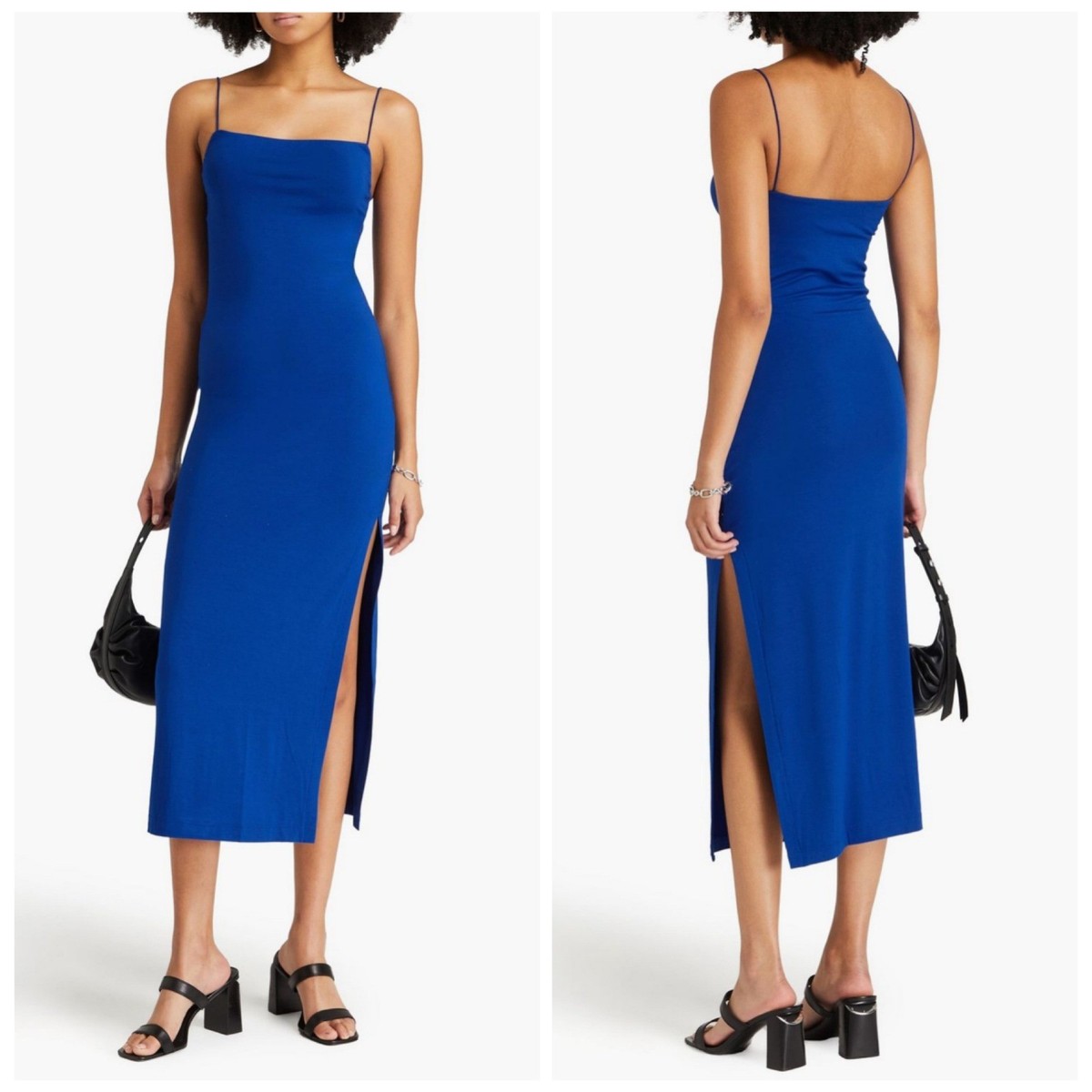 ENZA COSTA Jersey Midi Slip Dress Women XS Royal Blue Spaghetti Strap Luxury NEW ENZA COSTA Jersey Midi Slip Dress Women XS Royal Blue Spaghetti Strap Luxury NEW