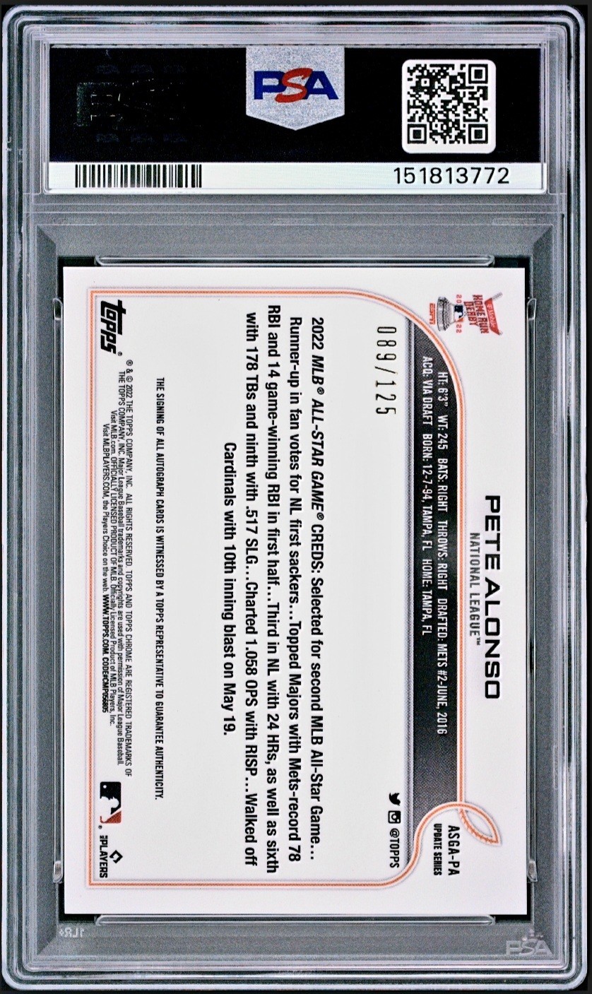 2022 TOPPS CHROME UPDATE ALL-STAR GAME AUTO PETE ALONSO X-FRACTOR #ASGA-PA /125 view 2