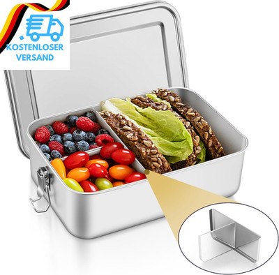 Haware Brotdose Mit Fächern, 850Ml Edelstahl Bento Box Lunchbox Für Kinder & Erw