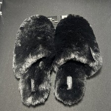 Nine West Closed Toe Fluffy Black Slippers Size Large 9-10 