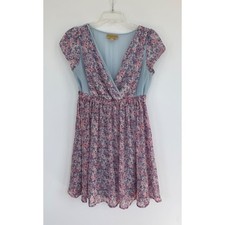 Princess Vera Wang Floral Mini Dress Blue Small Garden Fairy Whimsy Cottagecore