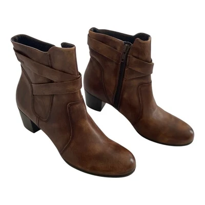 NWT ECCO Cognac Brown Leather Strap Ankle Bootie - Image 1 of 4