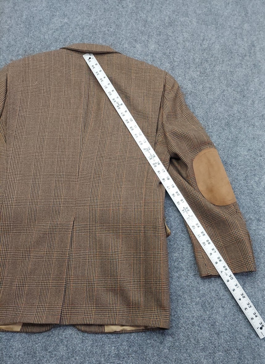 Vtg Austin Reed Jacket Blazer 36 R Brown Houndstooth Tweed Elbow Patch USA Made