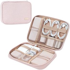 NISHEL Travel Cord Organizer, Electronic Cable Accessories Single Layer, Pink