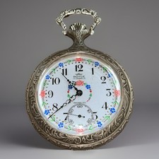 Antique Royce Pocket Watch White Enamel Dial Floral Decoration Sub Dial Seconds