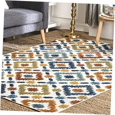  Indoor/Outdoor Transitional Labyrinth Accent Rug, 2x3, Blue 