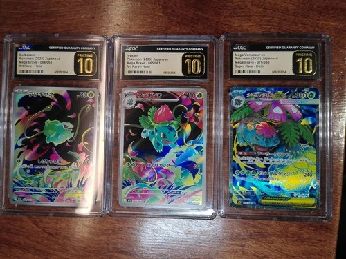 SET OF 3 CGC Pristine 10 Bulbasaur 64, Ivysaur 65, M Venusaur Ex 76 Pokemon 2025