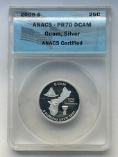 QUARTER GUAM SILVER PROOF PR70 DCAM 2009 s ANACS