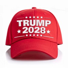 Trump 2028 Red Hat  Patriotic Novelty Baseball Cap  Political Apparel