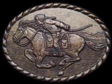 JJ13133 VINTAGE 1981  PONY EXPRESS RIDER  COMMEMORATIVE BRASSTONE BELT BUCKLE