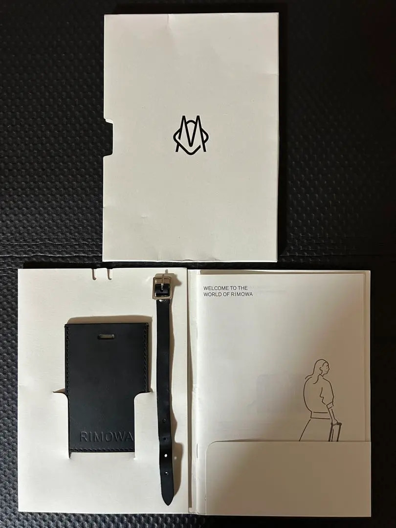 RIMOWA New Logo Black Luggage Tag Name Card w/ Strap Authentic