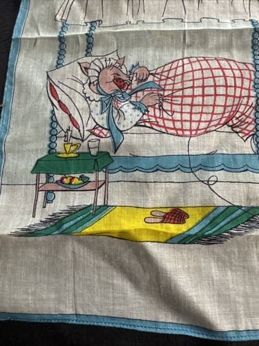 Vintage Little Red Riding Hood Handkerchief 9.5”x9.5” - Picture 8 of 14