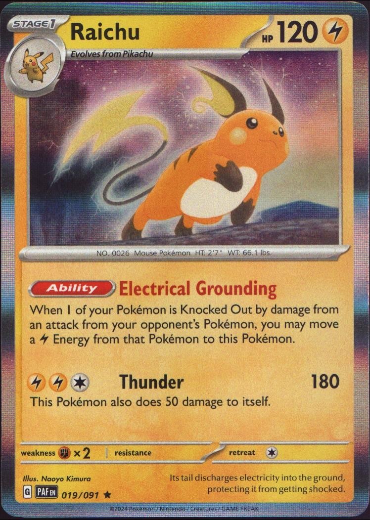 Raichu (Paldean Fates) 19/091 Rare Deck Exclusives Pokemon Near Mint