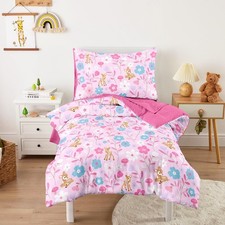- Floral Bedding Set for Girls, Cute Colorful Botanical Flowers with Deers, 4...