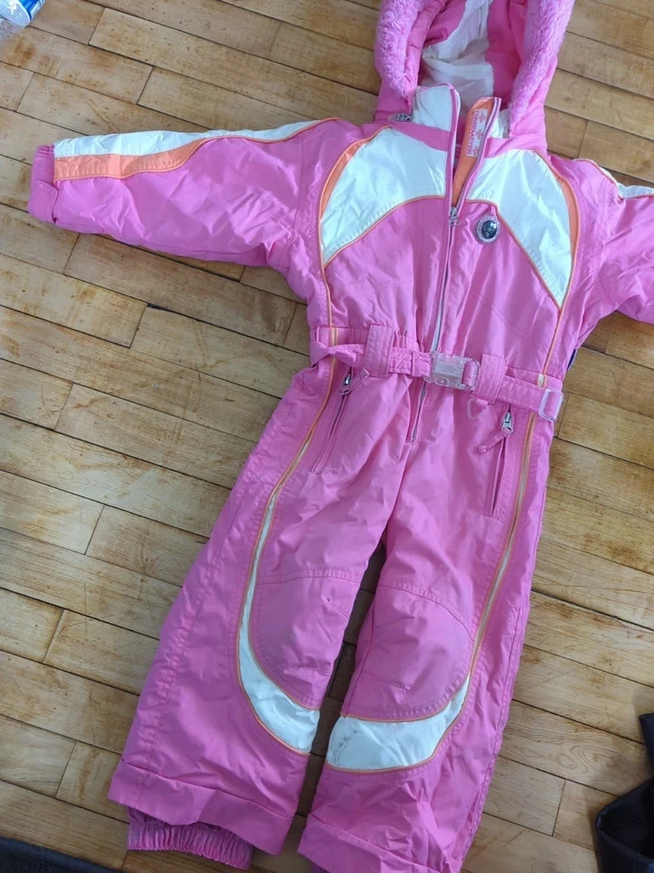 De Colección Obermeyer Traje de Nieve Esquí Talla 3 Niñas Rosa Crezco Piel Sintética Capucha Desmontable Foto 2 de 4