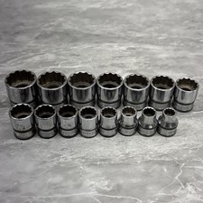 Vintage Snap On 3/8” Drive 15 Piece Metric Shallow 12 Point Socket Set 8-22mm