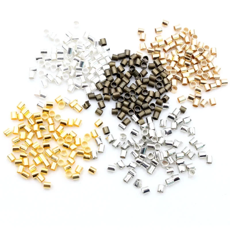 Tube Crimp Spacer Beads for DIY Jewelry Making Stopper End Gold Silver 500Pcs - Image 2 of 4