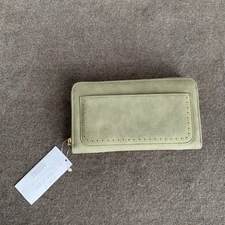 Style & Co Studded Zip Wallet Green/Gold-Tone NWI