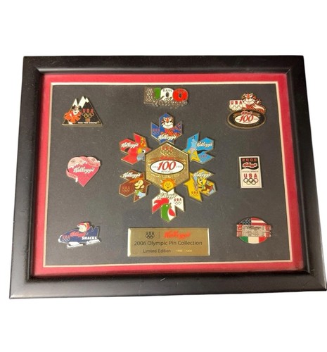 Kellogg’s Torino 2006 Winter Olympics Pin Collection Framed LE 1490/2000