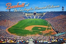 Baseball at the LOS ANGELES COLISEUM California MODERN Vintage Postcard B338