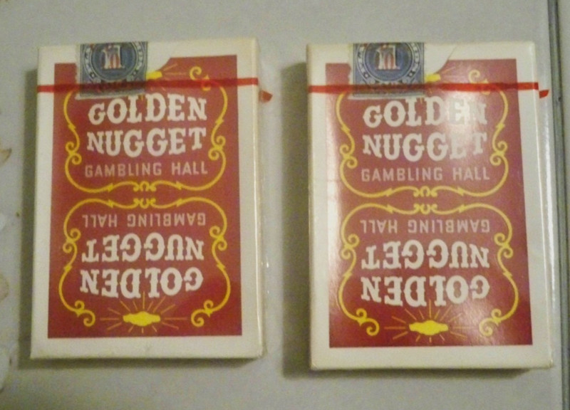 2 Cellophane Sealed Type 1 pre 1966 Red Golden Nugget Casino Playing Card Decks