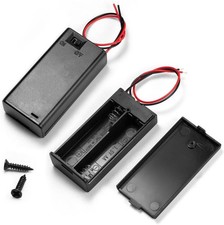 Pack of 2 2 AA Battery Holder with Switch, 2X 1.5V AA Battery Holder Case with