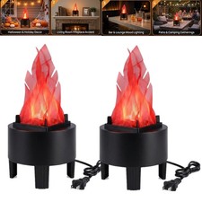 2PCS LED Fake Flame Light Fire Effect Lamp Tabletop Fireplace Halloween Decor