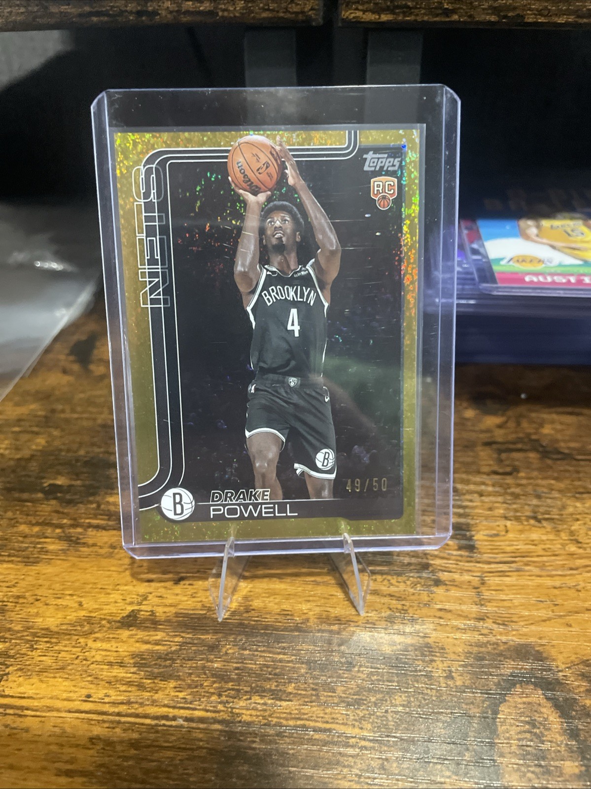 Drake Powell 2025 Topps NBA Flagship Mojo Gold RC /50 #222