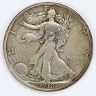1918-D Walking Liberty Half Dollar VG/F details Silver 50c