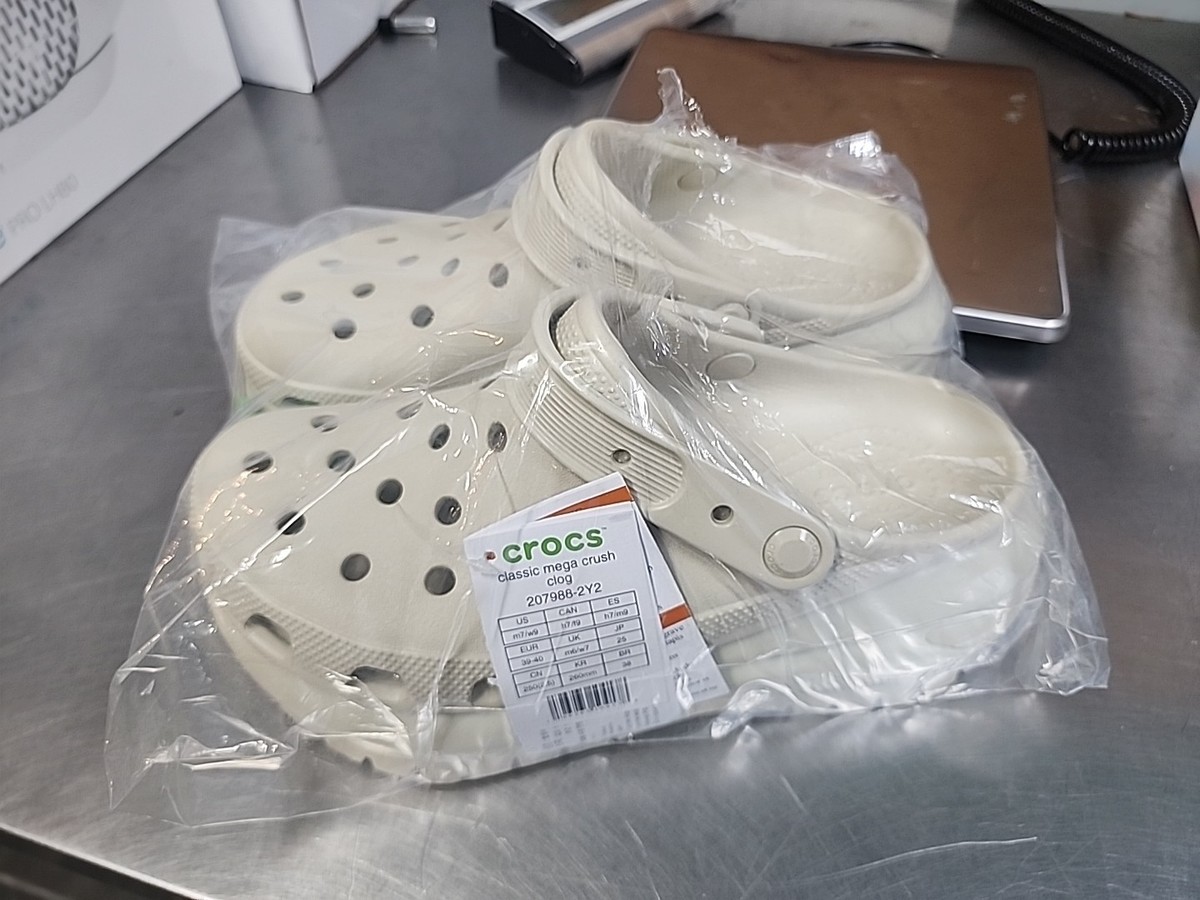 CROCS Clogs MEGA CRUSH Bone White Men’s Size 9 Women’s Size 11 Unisex Amazon.com | Crocs Unisex Mega Crush Clog Almond Tint/Multi  main image 4