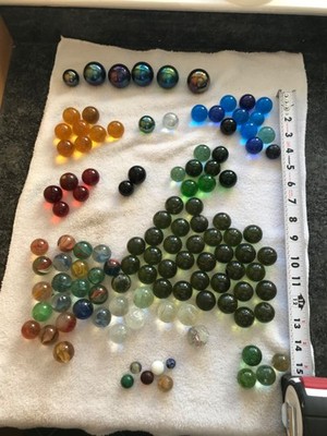 Vintage Marbles Bulk Lot 110 Shooters +6 smaller marbles 5lb 6oz