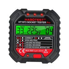 Socket Tester with Voltage Display 90250 V Socket Tester Automatic...