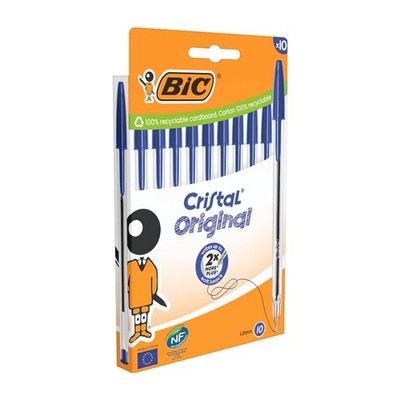 BIC Cristal Kugelschreiber 1,0 mm Spitze 0,32 mm Linie blau - 10er Pack (516352)