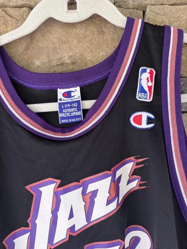 Camiseta deportiva de baloncesto vintage de los 90 campeón Utah Jazz Karl Malone talla juvenil L 14-16 Foto 2 de 4