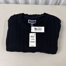 Club Room Cable-Knit Sweater Men's Deep Black Crew neck Long Sleeve Pullover NWT