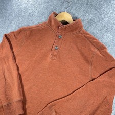 G.H. Bass  Co. Henley Sweatshirt Mens L Orange Outdoor Hiking Hunting AB954
