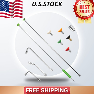 #ad 120quot; Pressure Washer Extension Wand with 30° 90° 120° Rods 5 Nozzles $37.01