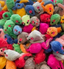 Cat Toy Rattling Fuzzy Mice w Tail, 5 10 15 20 25 30 40 50 60 100 count