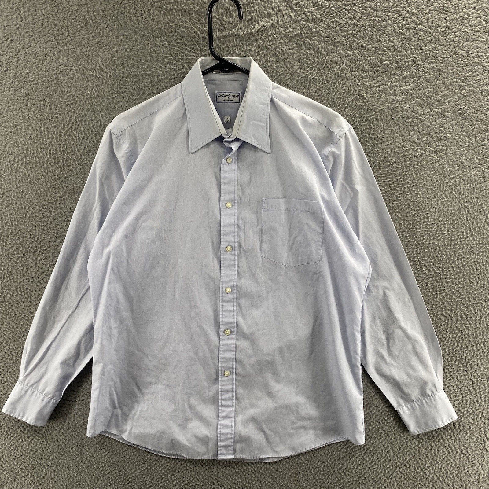 Camicia VINTAGE Yves Saint Laurent uomo 16 34 35 blu bottoni designer formale anni 90