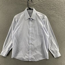 VINTAGE Yves Saint Laurent Shirt Men 16 34/35 Blue Button Formal Designer 90s