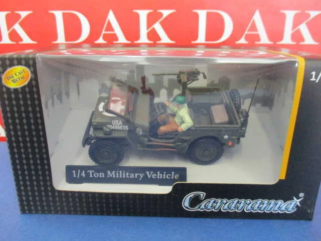 Die cast 1/43 Modellino Auto Jeep Willys 4x4 with Soldier and Gun by Cararama - Immagine 4 di 4