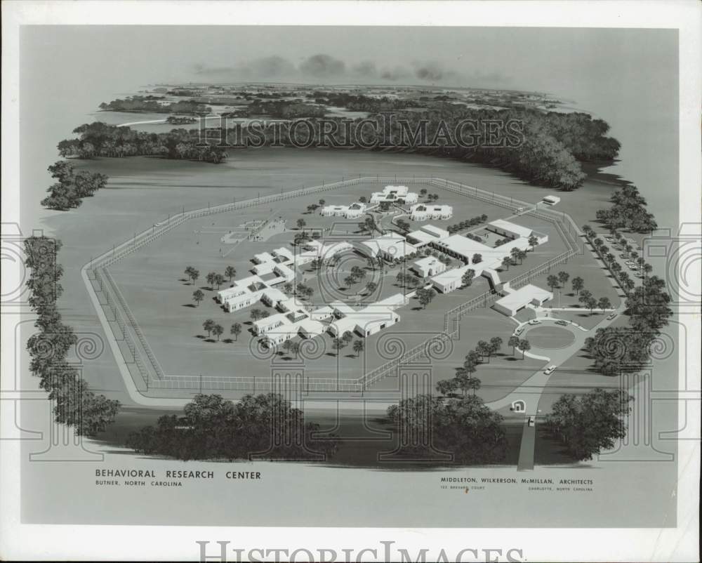 1972 Press Photo Army Drawing of Federal Prison Now Under Construction