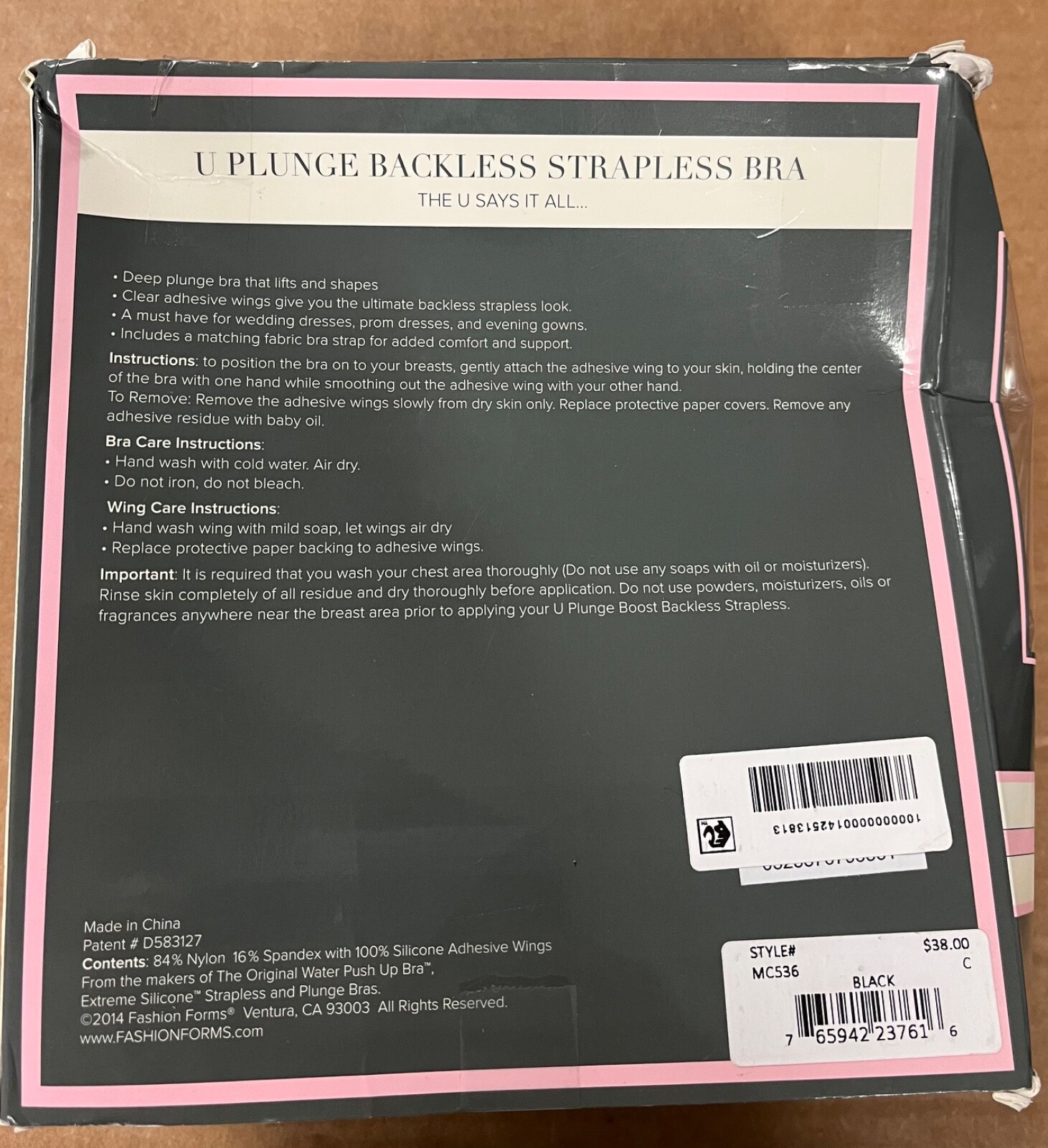 FASHION FORMS U Plunge Backless Strapless Bra Black eBay