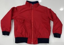 Vintage LL Bean Warm Up Jacket Kids 6x/7 Red Full Zip Fleece Lined