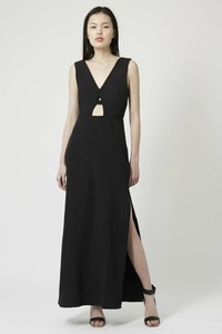 black plunge maxi dress