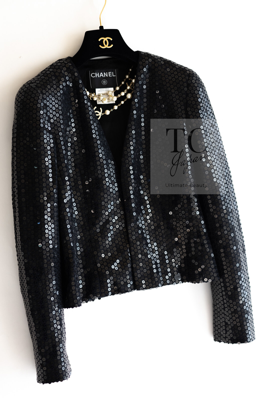CHANEL 03C Black Sequin Runway  Jacket Karl Lagerfeld 36 38 US4 6 Party_Rare image 5
